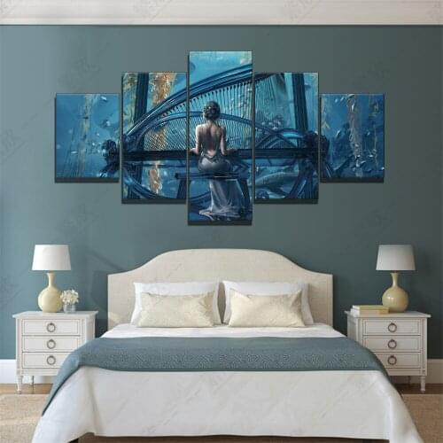 Home Decor Various Modular Canvas Sexy Piano Girl in the Ocean Anime Scenrey Painting New Pattern Poster Wall Wholesale