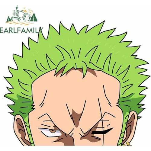 EARLFAMILY 13cm x 11.3cm For One Piec Zoro Peeker Car Stickers Waterproof Decal Vinyl Material Scratch-Proof Suitable for RV