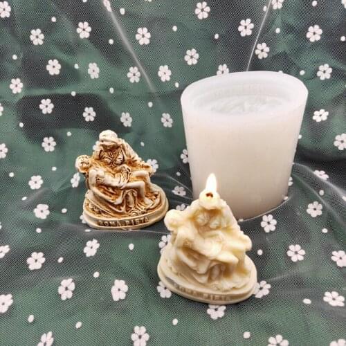 Saint Virgin and Jesus Candle Mold DIY Handmade Home Decor Candy Chocolate Bakeware Tools