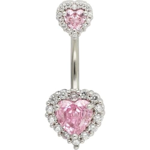 JHJT 14G Navel Belly Button Rings Barbell Zircon Heart Sexy Belly Bars Navel Rings Belly Indian Piercing Nombril Belly Jewelry