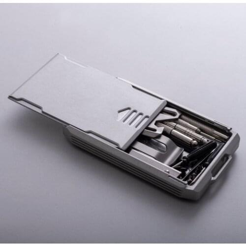RFID Blocking Wallet Metal Capsule Box Sliding Wallet Card Holder Storage Box Aviation Aluminum Card Money Purse For Men B1418