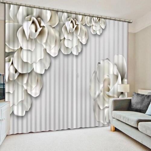 Beautiful white flowers 3D Blackout Curtain For Living room bedroom shower room Home Decor Window Drapes valance thermal