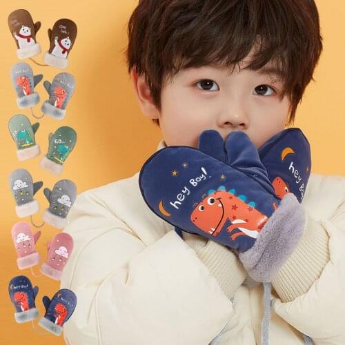 Colorful Cartoon Printing Gloves For Toddler Kids Baby Boys Girls Cartoon Warm Full Finger Thick Gloves Mittens варежки детские