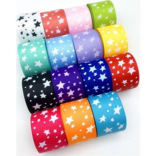 5Yards/Lot 15mm 25mm 38mm Grosgrain Ribbon Printing Stars Ribbon For Hair Bow Christmas Wedding Decoration DIY Sewing Fabric
