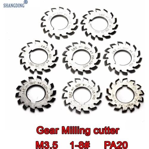 M3.5 Modulus PA20 degrees NO.1-NO.8 8pcs/set HSS Gear Milling cutter Gear cutting tools Free shipping