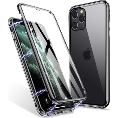 360 Magnetic Adsorption Metal Case For iPhone 12 11 Pro XS Max XR Double-Sided Glass Case For iPhone 7 8 6s Plus SE Magnet Cover