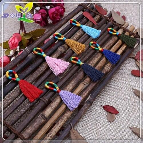 6 cm small fringed New Handmade dress, color ring polyester cotton fringed ear Earrings accessories DIY accessories