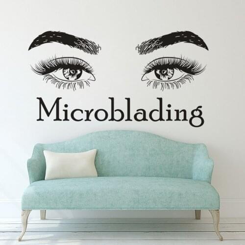 Microblading Vinyl Wall Sticker Beauty Salon Decor Eyelashes Make Up Vinyl Wall Decal Women Microblading Window Sticker AZ065