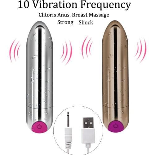 USB Powerful Bullet Vibrator G-spot Clitoris Breast Anus Massage Strong Shock Vibration Sex Toys For Women Female Masturbation