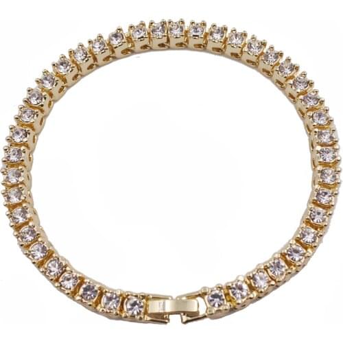 Mens tennis bracelets chain iced out bling fashion jewelry high crystal rap rock roll singer dancer hip hop 1 row bracelets