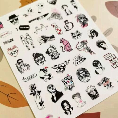 Newest TSC series 214 design 3d nail sticker decal export Japan rhinestiones DIY decorations for nail wraps