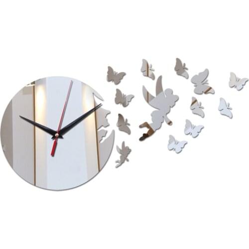 New diy clocks quartz watch Modern Needle acrylic mirror wall clock reloj de pared horloge duvar saati 3d stickers Modern
