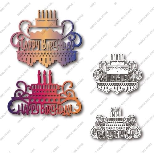 New Happy Birthday Cake Metal Cutting Die DIY Scrapbook Creative Layered Molding Stamps and Death Tailoring Craft 2021