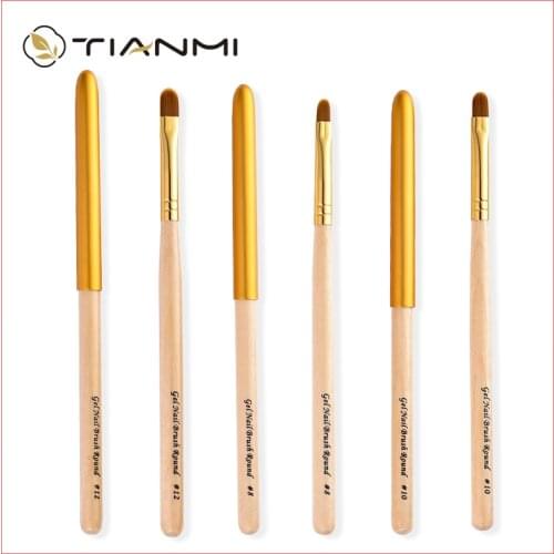 TIANMI New Nail Art Paint Pen Round Head Nylon Hair Acrylic Pen Carved Drawing Pen Gradient Wood Color 8/10/12 Nail Tools
