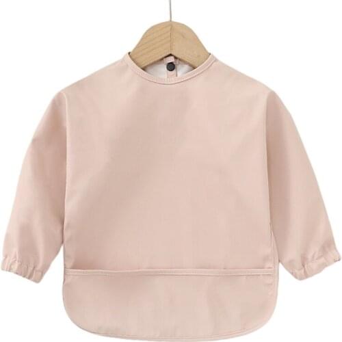 Baby Long Sleeve Bib Toddler Waterproof Smock with Pocket Infant Feeding Apron