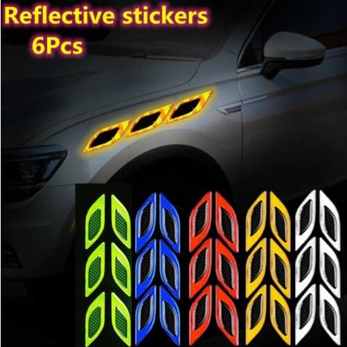 Stickers For Car 6Pcs/Set Car Reflective Strips Carbon Fiber Car Sticker Truck Auto Motor Anti-Scratch Safety Warning Sticker