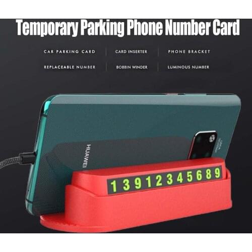 Mobile Phone Holder Car Park Stop Temporary Parking Phone Number Card Plate Hidden Telephone Card Luminous Magnetic