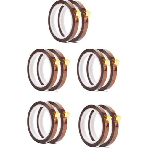 10 Rolls 10mm x 33M 108Ft Heat Press Tape- Heat Resistant Sublimation Tape for Heat Transfer,3D Printers High Temperature Tape a