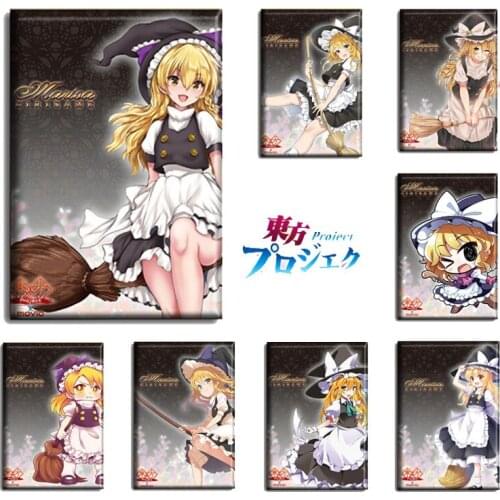 Japan Anime Touhou Project Shrine Maiden Hakurei Reimu Kirisame Marisa Cosplay Fridge Magnet Cartoon Magnetic Patch Home Decor