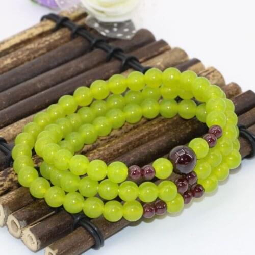 Bohemia style 6mm lemon jades round beads women multilayer bracelets 3 rows natural stone chalcedony gifts diy jewelryB2795