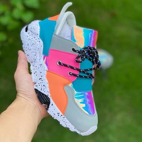 Ladies casual platform shoes color matching sneakers Ladies vulcanized shoes lace up comfortable womens shoes