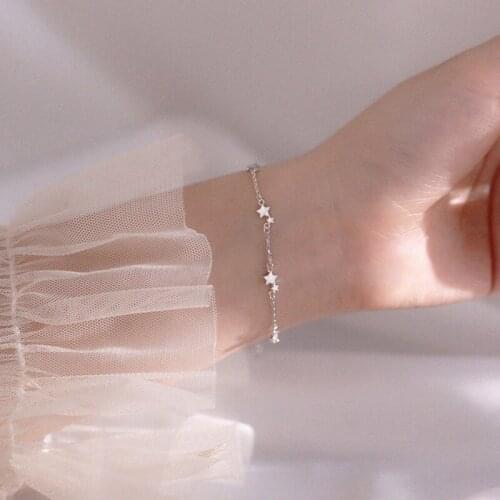 925 Sterling Silver Shiny Zircon Star Bracelet For Women Sweet Romantic Korean Bracelet Niche Design Wedding Jewelry