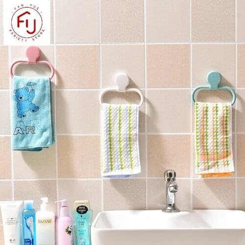 1Pc Towel Rack Hanging Holder Organizer Ring Type Bathroom Kitchen Cabinet Cupboard Hanger Towel Holder