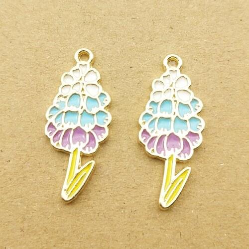 10pcs 11x26mm enamel flower charm for jewelry making and crafting earring pendant bracelet necklace charm