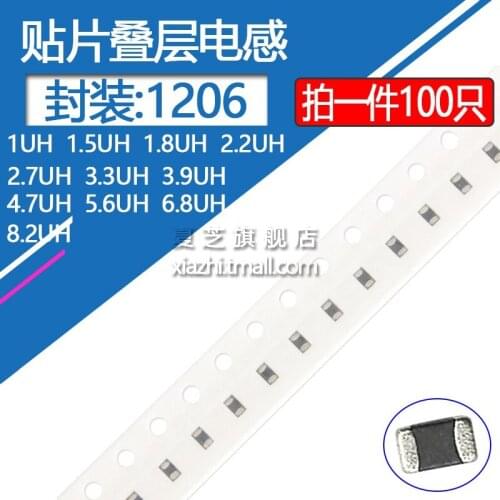 100pcs/lot 1206 Multilayer chip inductor 1 1.5 1.8 2.2 3.3 3.9 4.7 5.6 6.8 8.2 UH 10