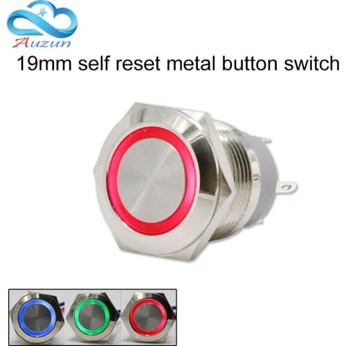 19mm metal button switch reset button switch instantly returns to copper nickel plating voltage 6 v12 v24V220V current 10A