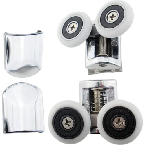 2 Pieces Double Bottom Zinc Alloy Slider Door Roller Runner Wheels Diameter 26mm shower room pulley