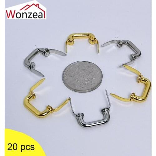 20Pcs Retro Simple Kitchen Drawer Cabinet Mini Handle Makeup Jewelry Wood Box Knobs Antique Pin Pull Handles Silver/Gold 20*10mm