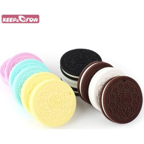 Keep&Grow BPA Free 5Pcs Biscuit Baby Teether Baby Teething Toys Silicone Teether Nursing Necklace Pendant Chewable Baby Mordedor