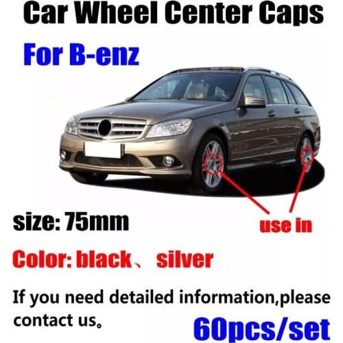 60pcs/lot 75mm Black silver Wheel Center Caps Wheel Hub Rim Cover Badge Emblem For Mercedes Benz G M R S Styling Accessories