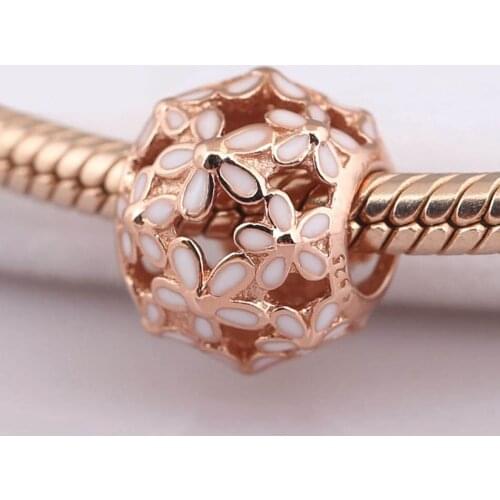 Authentic S925 Silver Bead DIY Jewelry Rose Darling Daisy Meadow Openwork Charm fit Lady Bracelet Bangle