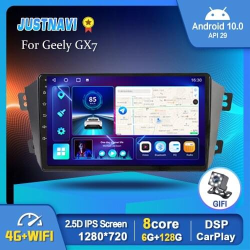 OKNAVI Android 10.0 GPS Car Radio For Geely GX7 2013 2014 2015 Steering wheel Work Carplay Stereo Auto GPS WIFI OBD Rear No DVD