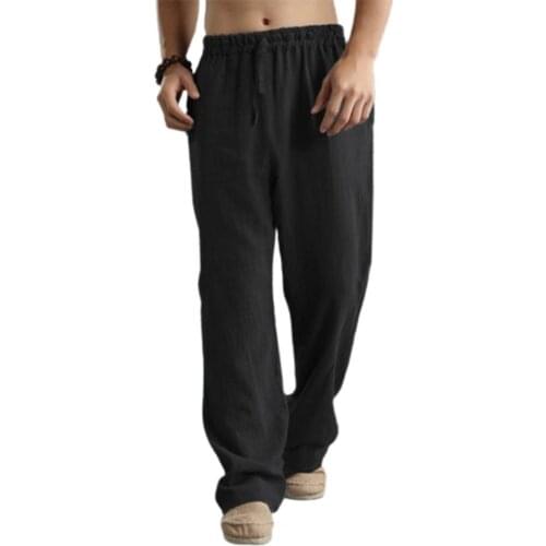 Pants Solid Color Wide Leg Casual Men Drawstring Loose Trousers Slacks for Spring