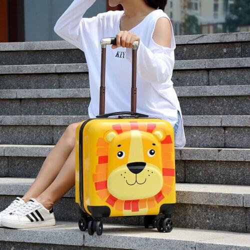 Cartoon 3D double-sided embossed Kids Luggage 18 inch carry on luggage Child boarding box suitcase Waterproof travel Luggage bag