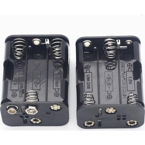 Black Plastic 6 X 1.5V AA Battery Clip Storage Holder Box Case Back to Back 6 Slots AA 9V Batteries Cover