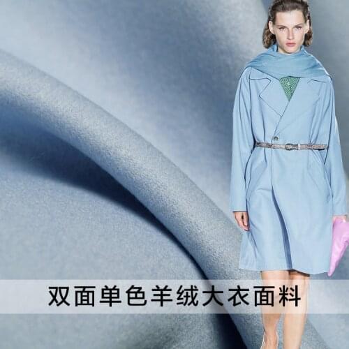 Sky Blue Double-side Overcoating Cashmere 100%Wool Fabrics Materials Winter Women Overcoat Sewing Cloth Freeshipping