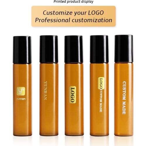 Wholesale 10 ML Roll On Portable Amber Glass Refillable Perfume Bottle Empty Essential Oil Case With Plastic Cap