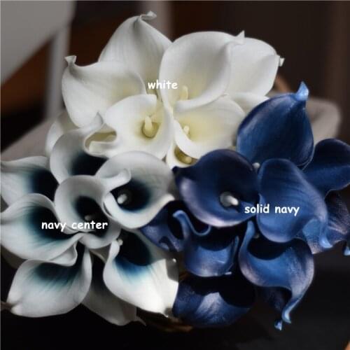 Navy collection Calla Lilies Real Touch Flowers artificial flowers For Silk Wedding Bouquets, Centerpieces, Wedding Decorations