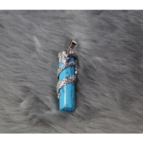 Blue Charms Gems Stone Wrapped by Dragon Semi preicous Dragon Beads Drop Pendants Jewelry for Women Accessories 2015