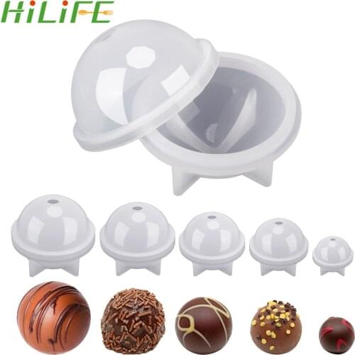 HILIFE Silicone Round Ball Mold 3D Jewelry Making Art Spherical Mould 5Sizes Cake Mold Epoxy Resin Decorative Craft