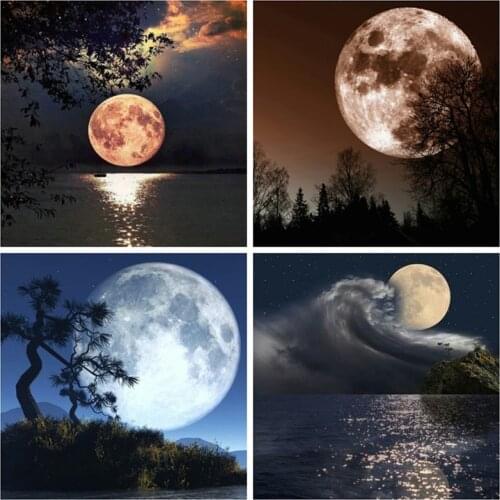 Paint With Diamonds 5D Diy Diamond Painting Full Square Landscape Mosaic Moon Picture Of Rhinestone Decor Home