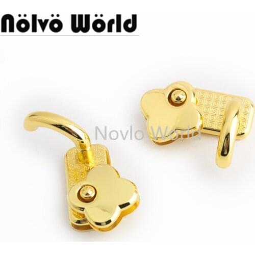 Nolvo World 2-10sets 27*27mm K gold Purse Turn Lock Clutches Closures Handbag Bag Hardware Flower Purse Twist Lock