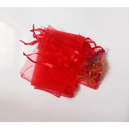 Red Organza Bag 100pcs Jewelry Packaging Display Jewelry Pouch Gift Bags Wedding Drawstring Bag Woman Gift Storage Display Bags