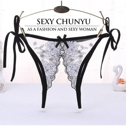 Luckymily Womens Underwear Sexy Thong Erotic Panties Porn Transparent Lace Briefs Crotchless Underpants Sex Wear g-string Tanga