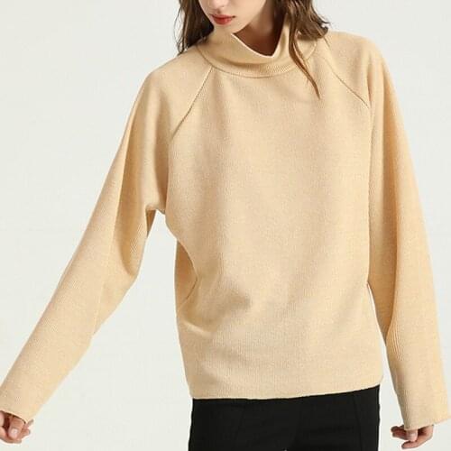 LY VAREY LIN Autumn Winter Women Casual Loose Stand Collar Solid Knitted Sweater Korean Style Thick Warm Pullovers