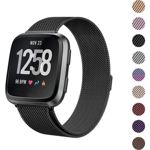 Magnetic Metal Watchband for For Fitbit Versa/Versa 2/Versa lite Stainless Steel Wear-resistant Watch Strap Replacement Bracelet